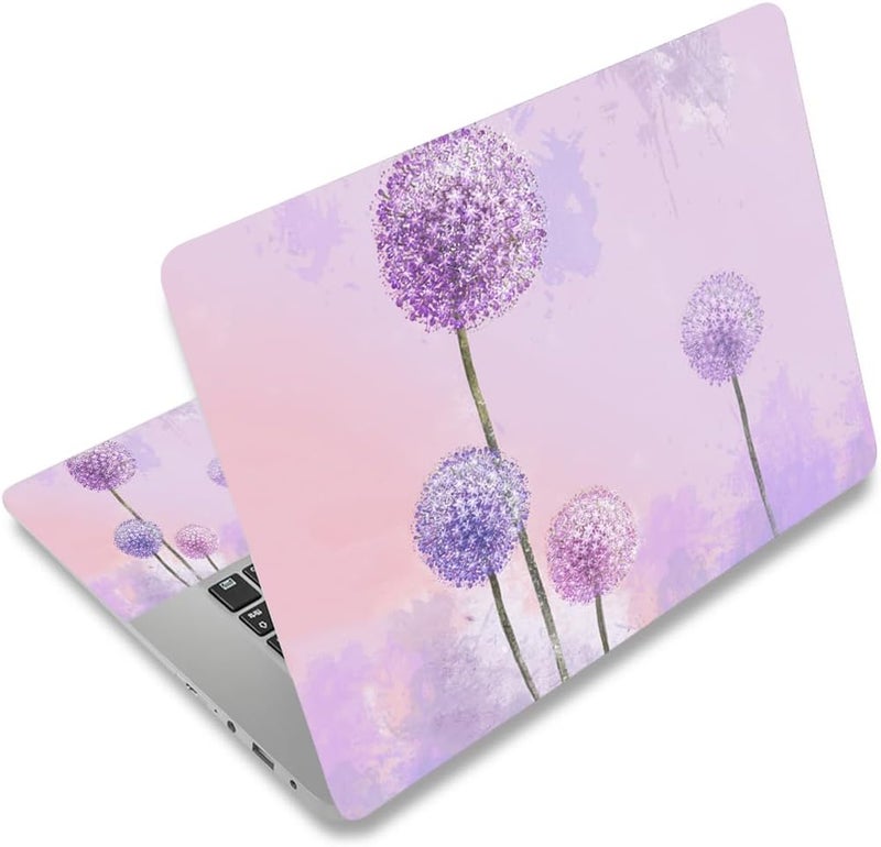 12.1 13 13.3 14 15.4 15.6 Inches Laptop Skin Sticker Decal Universal Vinyl Netbook Sticker Reusable Notebook PC Art Decal Protector Cover, Waterproof & Scratch-Resistant (Purple Dandelion)